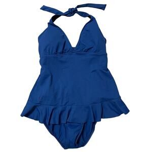 Ralph Lauren Halter Shirt Logo Swimsuit Blue Size L